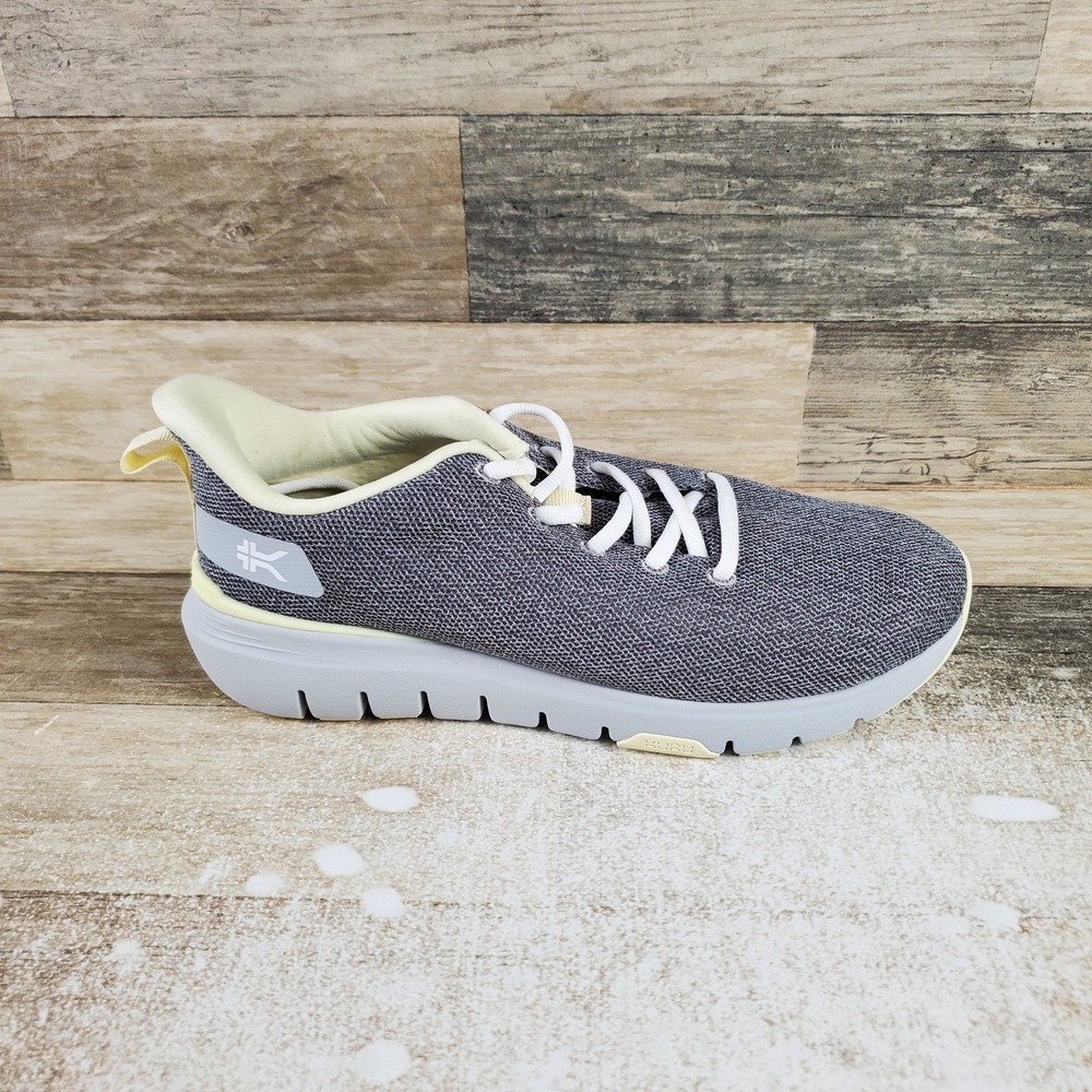 Kuru Flex Via Womens Shoes Sz 8.5 W Running Dove Gray Pale Lime Lace Up Sneakers